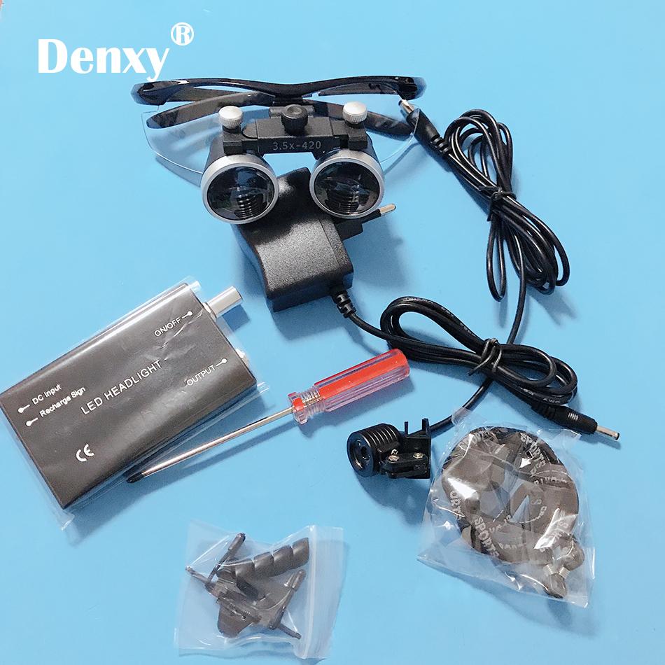 Dental 2.5/3.5X Binocular Loupe Surgery Magnifier with Headlight LED Light  2