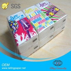 3ply/4ply 10 sheets printed mini pocket pack facial tissue paper