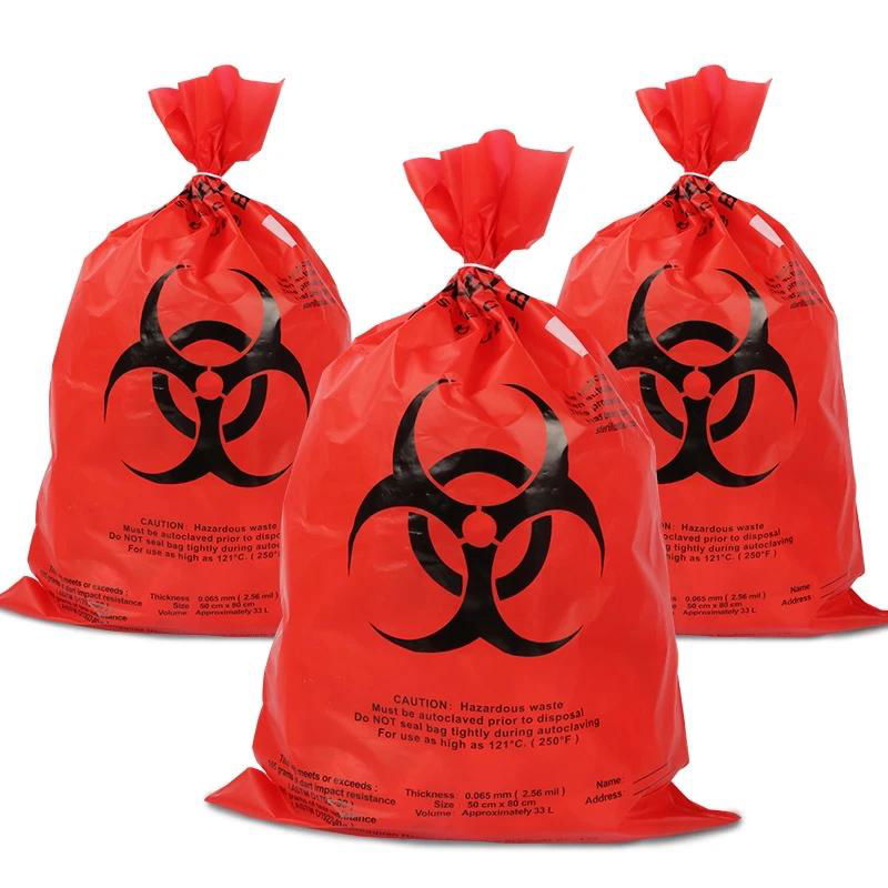 Red Yellow Customized Autoclave Plastic Biohazard Garbage Bag Medical Waste Bag  2