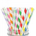Factory New Design Biodegradable Striped Metal Gold Paper Straws 2
