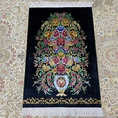 2x3 Handmade Silk Persian Area Rug With Floral