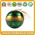 Christmas ball tin with ribbon