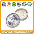 Round candy tin with clear lid