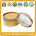 Round tin candle container with clear pvc window