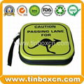 Square CD/DVD tin case with zipper