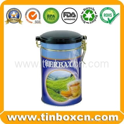 Round tea tin with airtight lid
