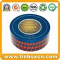 Round chocolate mint caviar tin with clear window
