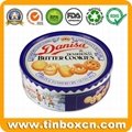 Premium round cookies tin can for packaging of foods like biscuit, cookie, cake and nuts etc