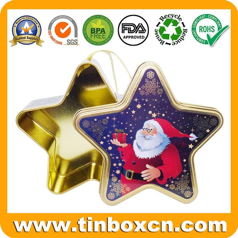 Christmas Star-shaped Holiday Tins For Cookies BR1404