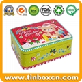 Fashionable Large Rectangular Xmas Cookie Tin Box BR1405