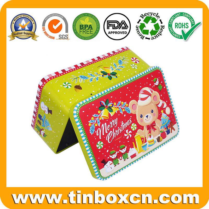 Fashionable Large Rectangular Xmas Cookie Tin Box BR1405 2