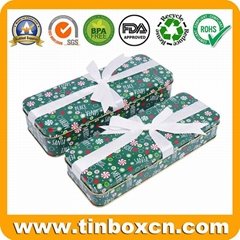 Christmas tin for gifts packaging, large tin and small tin are nested