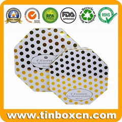 Decorative octagonal cookie tin box