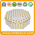 Christmas octagonal cookie tin box