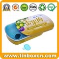 Sliding mint tin box with plastic insert