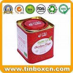 Decorative Square Tea Tin Box With Snap On Lid BR1201 Factory