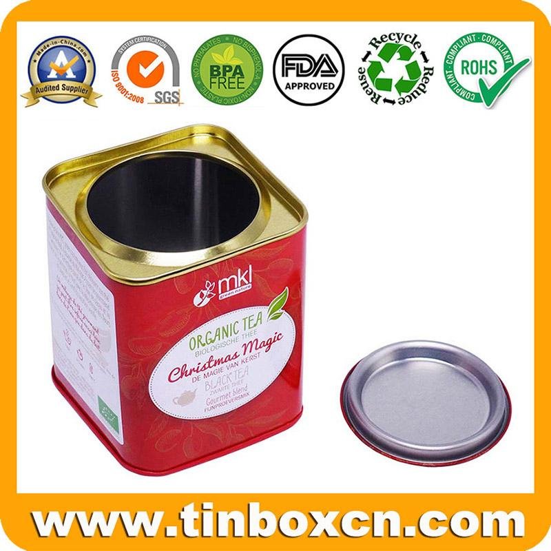 Decorative Square Tea Tin Box With Snap On Lid BR1201 Factory 3