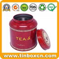 Round custom tin tea caddy