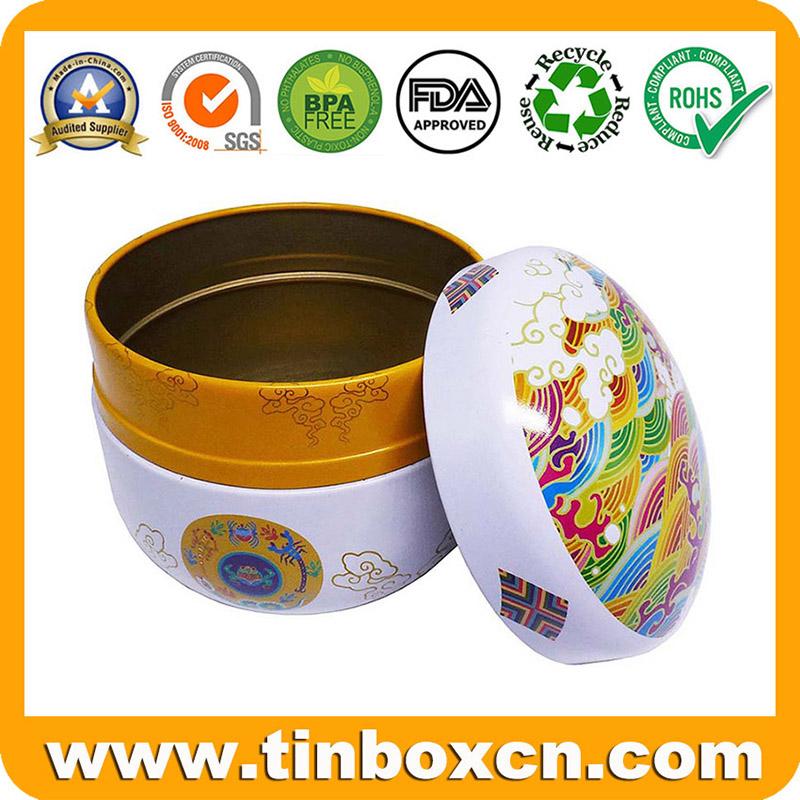 Round vintage tin tea canister