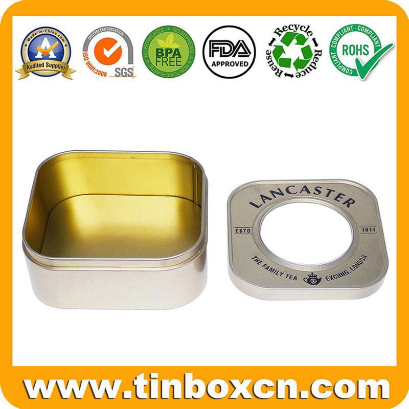 Exclusive Square Tea Tin Container With Window BR1208 Factory 3