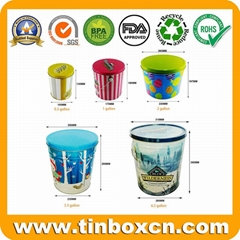 Popcorn tin with various sizes