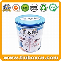 3.5 gallon food storage container metal tin popcorn bucket with lid factory