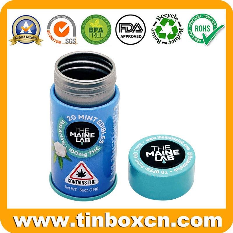 Factory Child Resistant Screw Top Round CR Packaging Box Edible Mint Candy Tin 4
