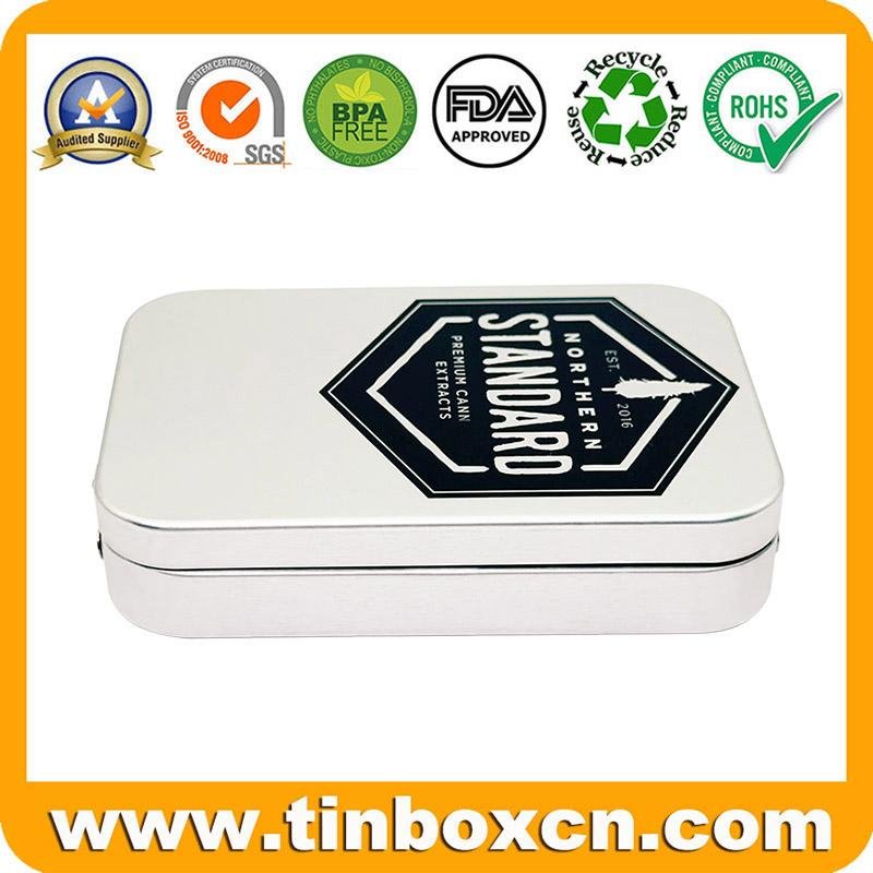 Metal CR packaging plain hinge closure child safety proof resistant tin box 3