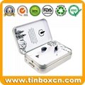 Metal CR packaging plain hinge closure child safety proof resistant tin box 4