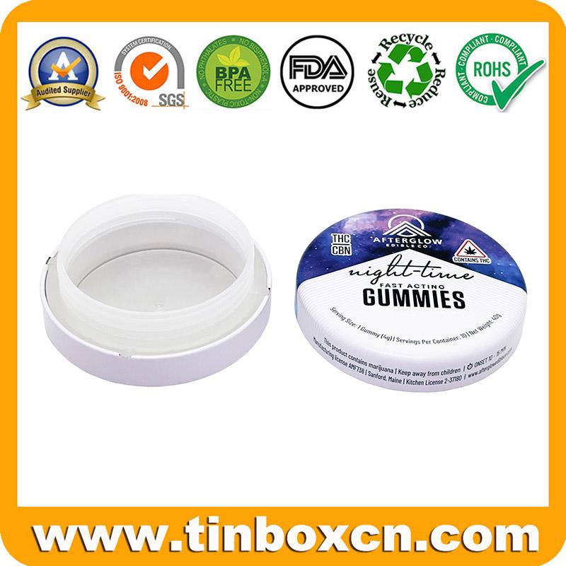 Round Screw Candy Mint Gummies Airtight Tin Box with Child Resistant Lock 4