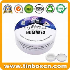 Round Candy Mint Gummies Airtight Tin Box with Child Resistant Lock Supplier
