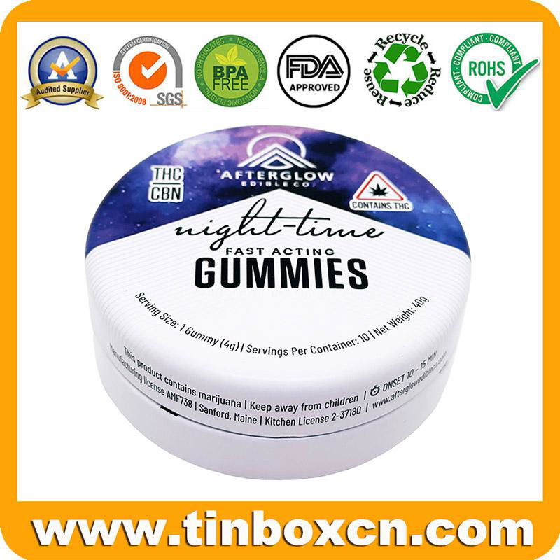 Round Screw Candy Mint Gummies Airtight Tin Box with Child Resistant Lock 2