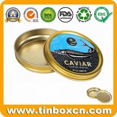 10/30/50/100/125/250g Customized Airtight Round Caviar Tin Can with Seal Lid