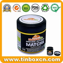 Welded Food Can Packaging 30g Matcha Tea Powder Tin with Seal Screw Top