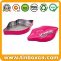 Unique Novel Lip-Shaped Gift Tin Box For Lip Balms Lipsticks Cosmetics Packaging