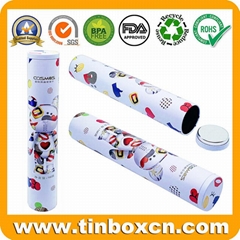 China Supplier Custom Cylinder Airtight Food Tin Container Slim Cookies Can