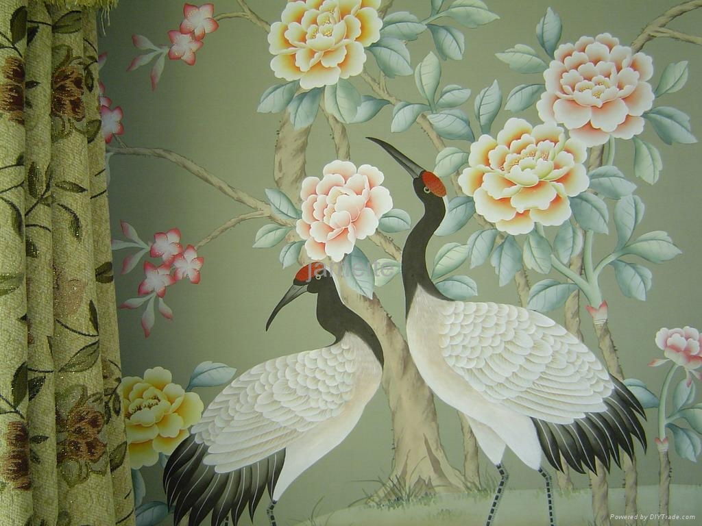 hand-painted silk wallpaper