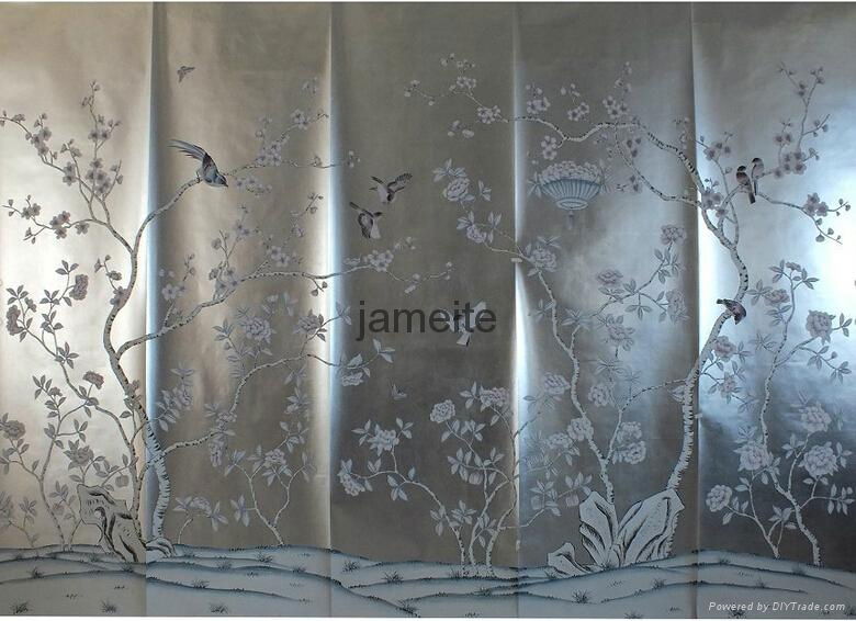 Silver foil wallpaper