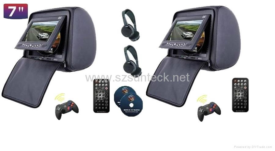 1 pair 7 inch headrest dvd with zipper cover+IR wireless headphone
