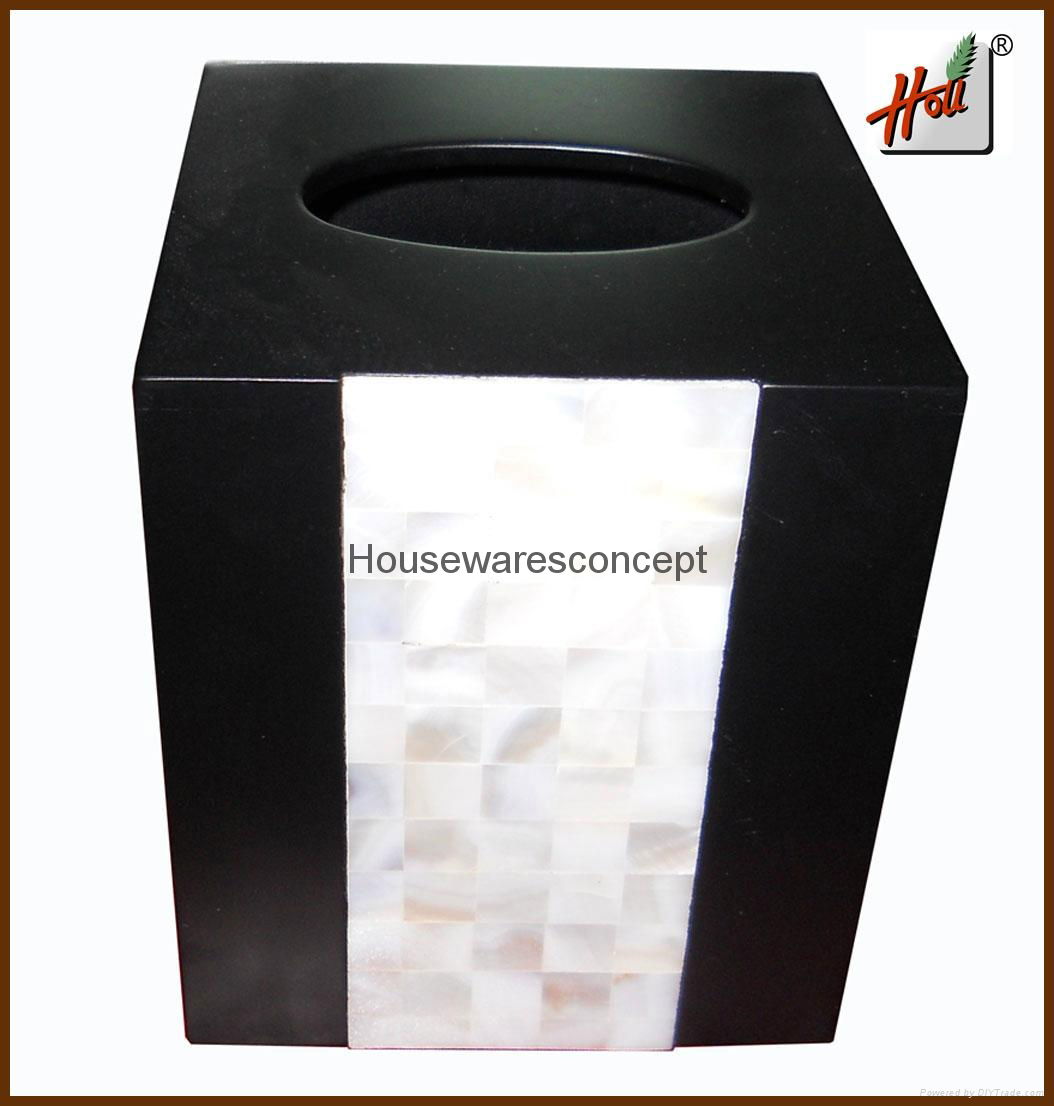 Personalized wooden tissue storage box