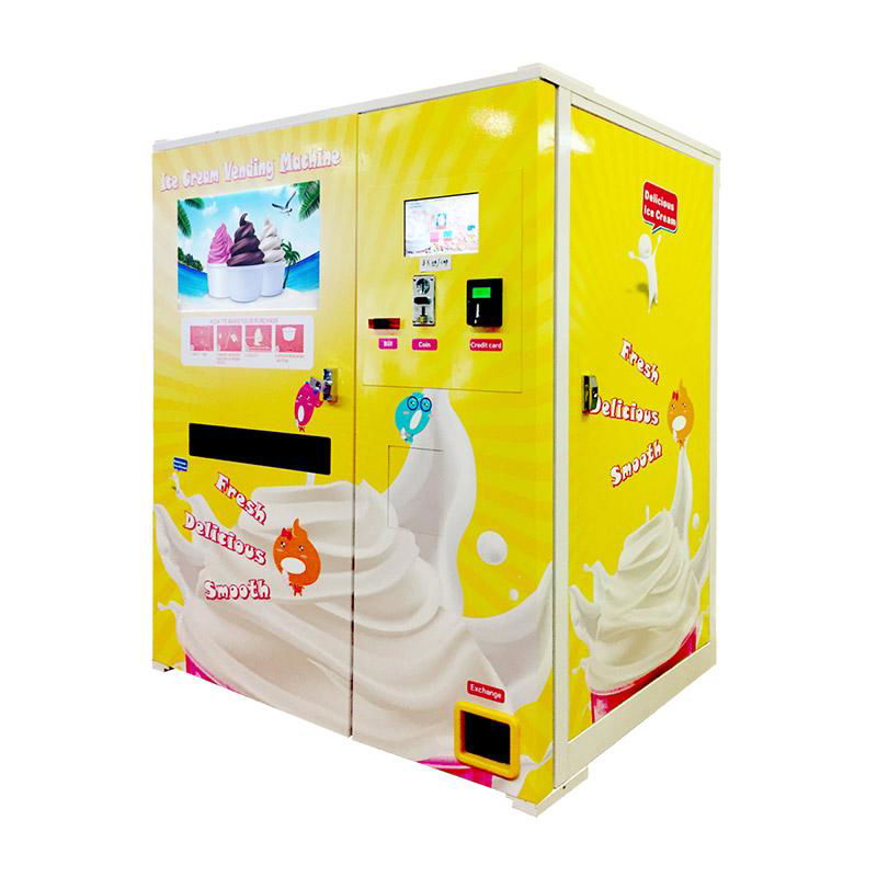 Bill Coin Operated Vending Soft Ice Cream Machine 