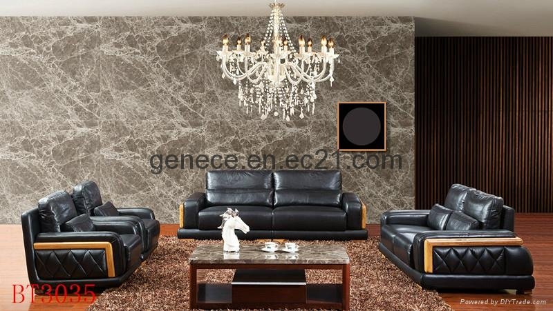 Post Modern High Quality Leather Sofa Set Black Sofa Furniture