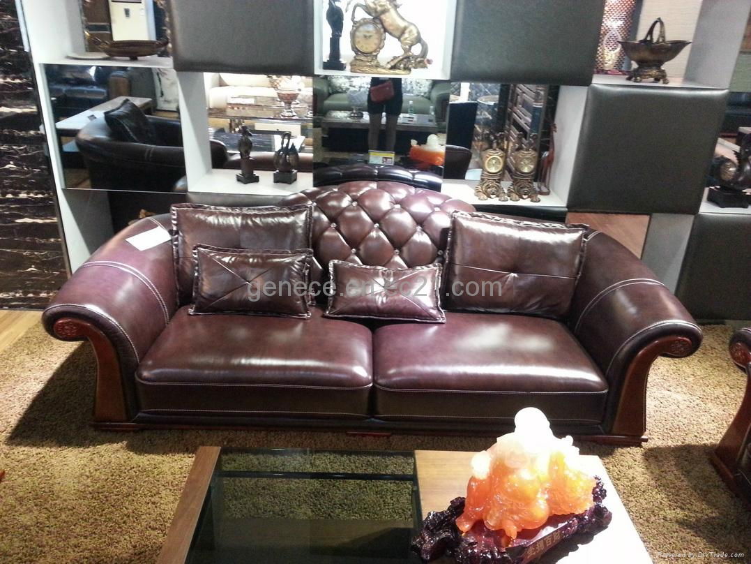 Classical Leather Sofa Chaise High Quality Hotel Reception Sofa 4