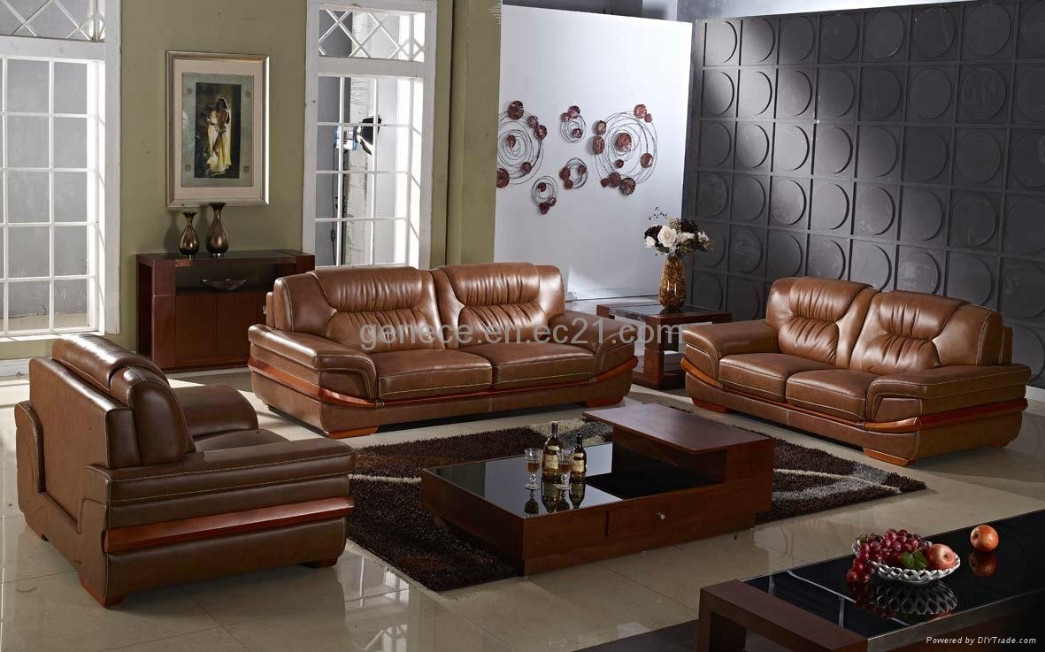 Popular Home Sofa Leather Receptional Sofa Set Wooden Furniture