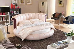 Quality Round Bed Top Grain Leather Bed Hot Sale Bedroom Furniture