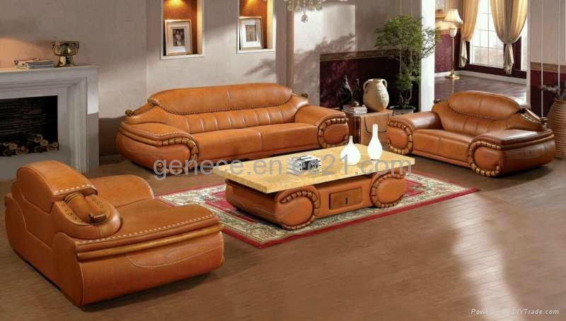 Excellent Wooden Sofa Sets with Marble Top Coffee Table