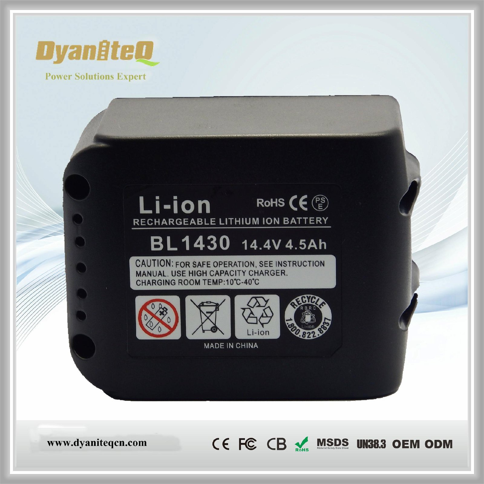 Makita 14.4V Lithium ion Battery 4500mAh for Makita BL1445 BL1430 BL1440  BL1460 - HT005 - DyaniteQ (China Manufacturer) - Battery, Storage