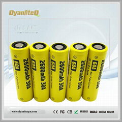 18650 Rechargeable Battery 3.7V 2600mAh 30A Max 60A E-Cigarette Vape Battery