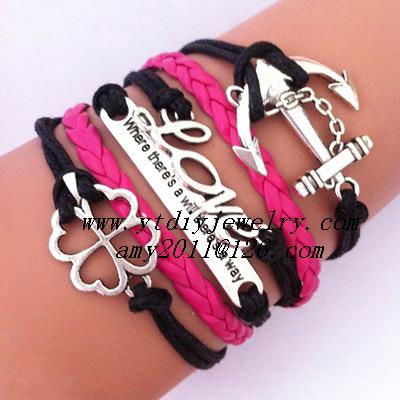 fashion hand woven leather bracelets  5
