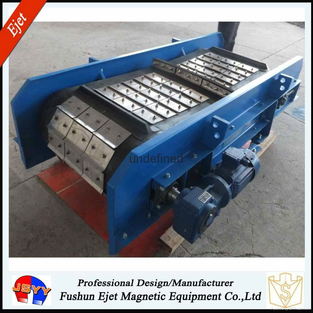 Continous durable high-impact crossbelt over-conveyor magnetic separator